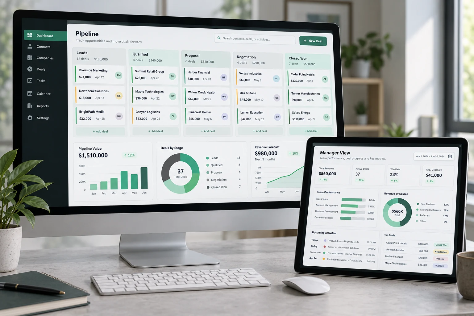 Exemple conceptuel : Plateforme de gestion métier et tableau de bord